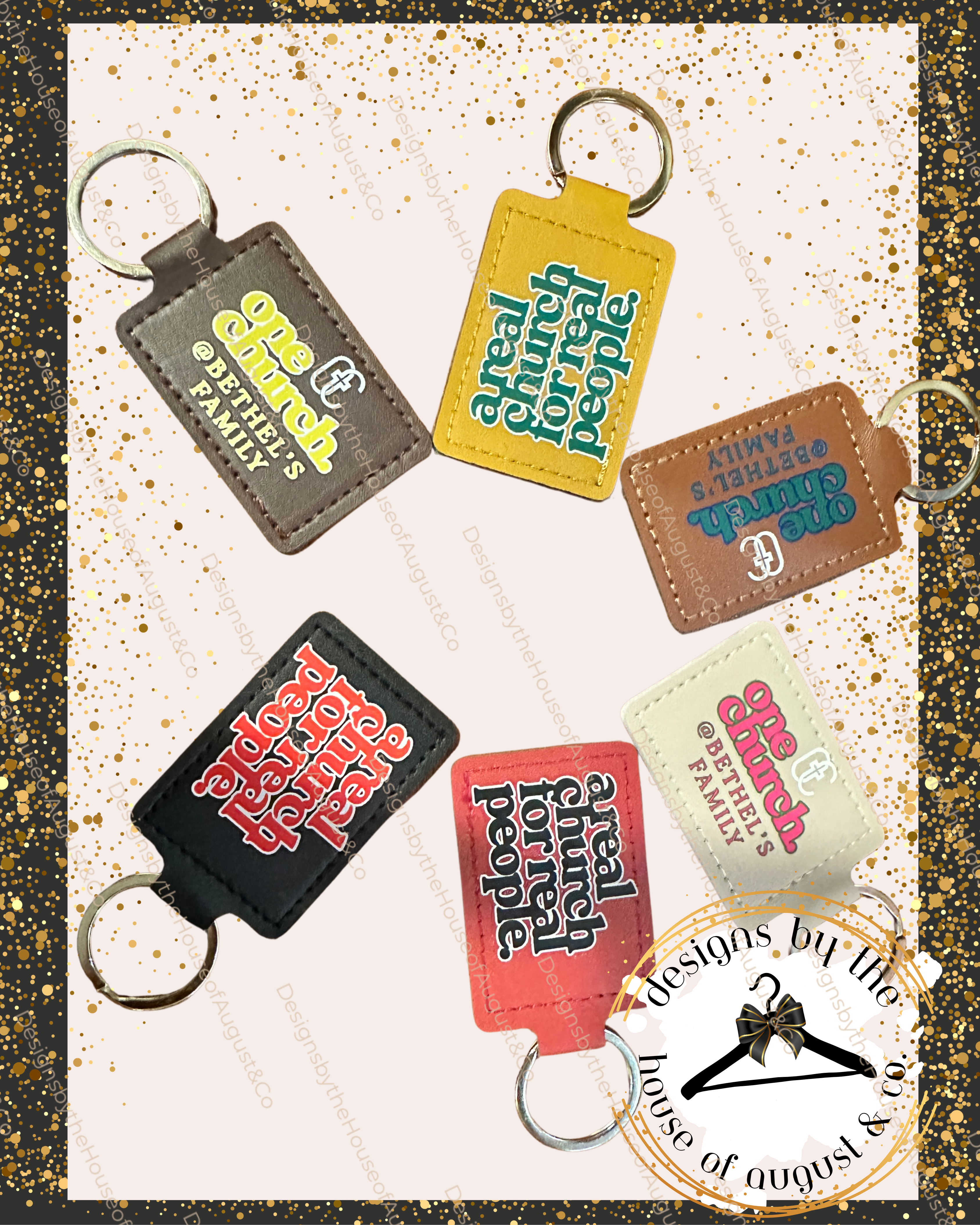 One Church Leather 2-sided Keychains